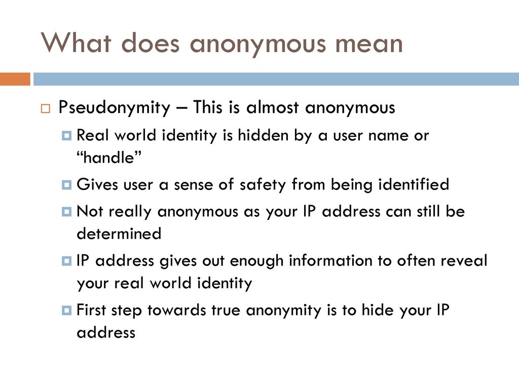 What does anonymous mean deals